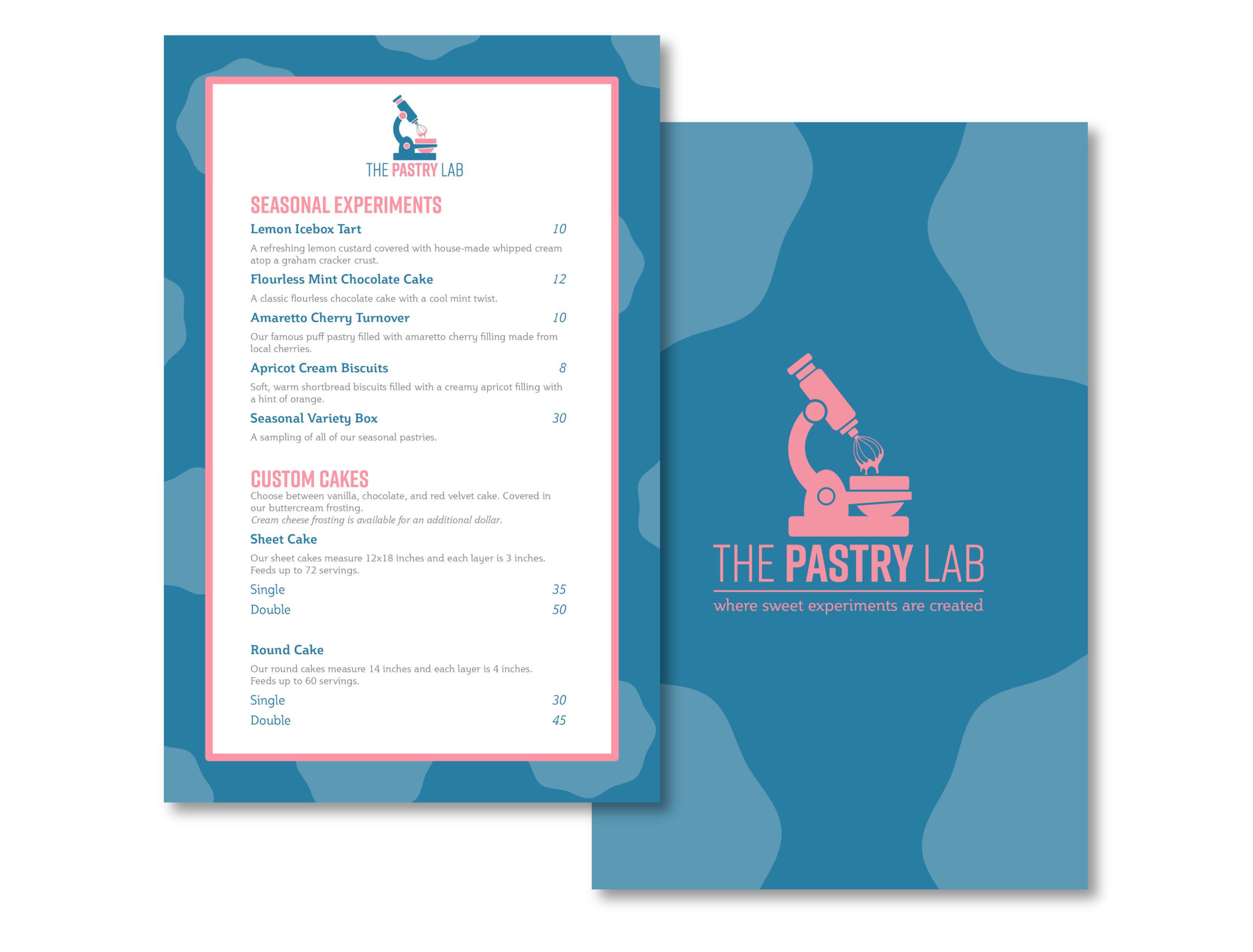 pastry lab menu mockup kate chambers creative